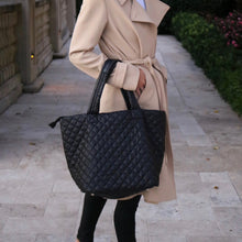 Load image into Gallery viewer, Large Black Quilted Tote