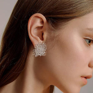 Silver Claudia Woven Earrings