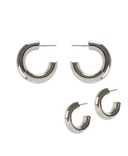Load image into Gallery viewer, Silver Tube Mini Hoops
