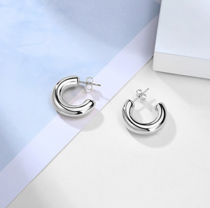 Silver Tube Mini Hoops