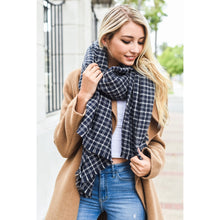 Load image into Gallery viewer, Navy Checkered Scarf
