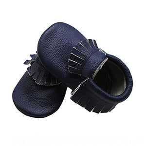Leather Moccasins Navy