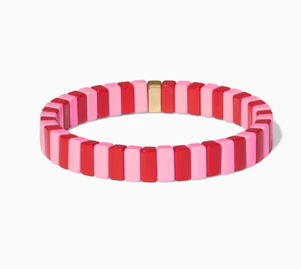 Pink and Red Tile Bracelet